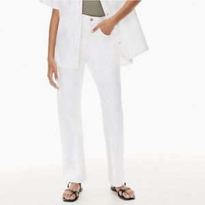 Denim Forum Joni White High Rise Loose Fit Jeans Straight Leg 25
